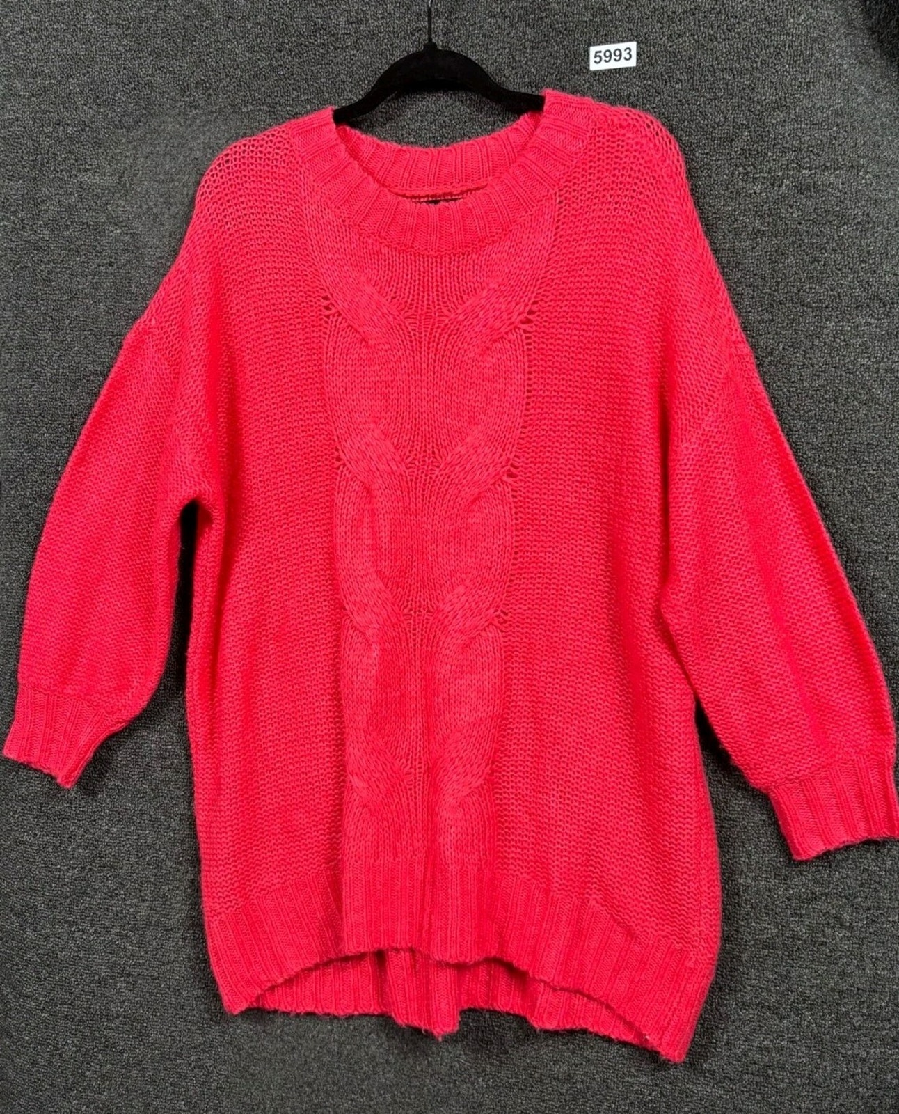 Aerie Wool Blend Sweater Womens Size M Pink Coral Cable Knit Boxy Long Sleeves
